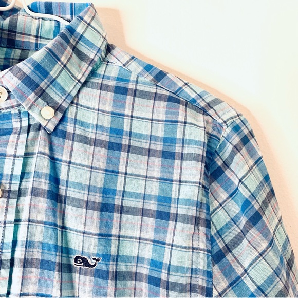 Vineyard Vines Whale Shirt in Blue Checkered Plaid - Picture 2 of 8